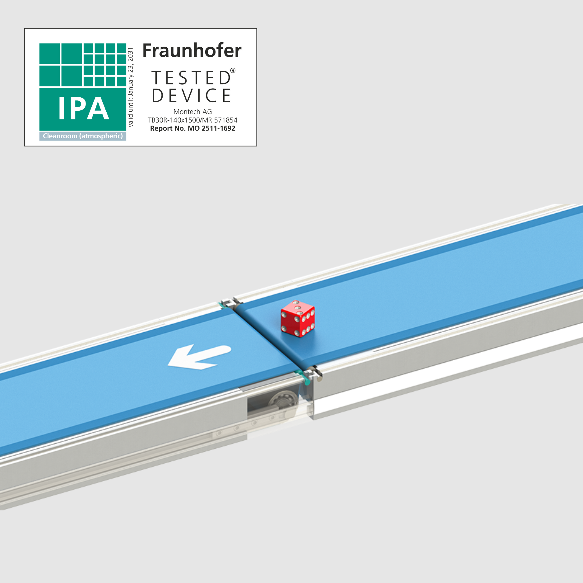 Fraunhofer IPA certifies knife edge for Montech cleanroom belt conveyors